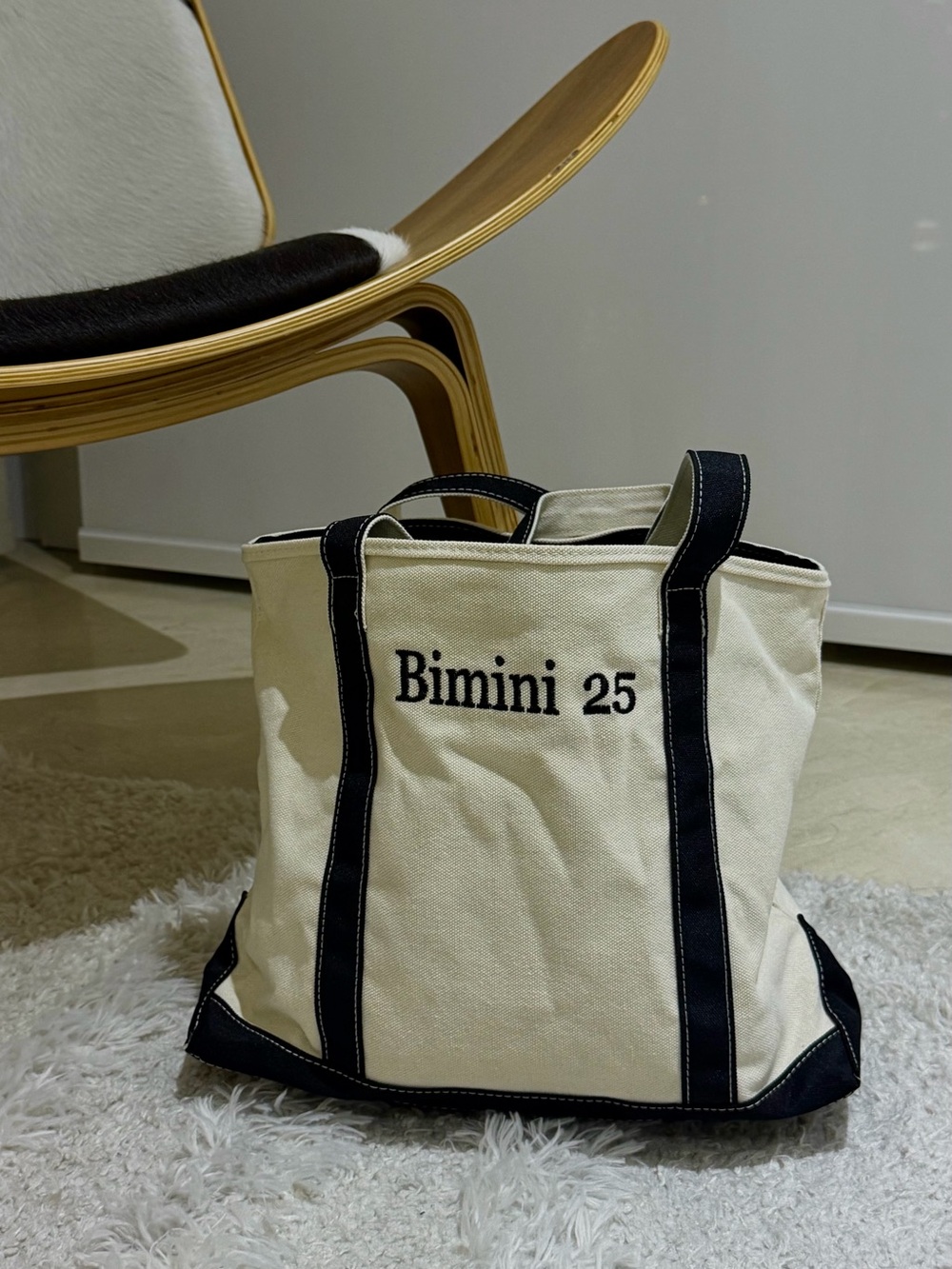Bimini 25 Canvas Tote Bag - Cream with Black Trim